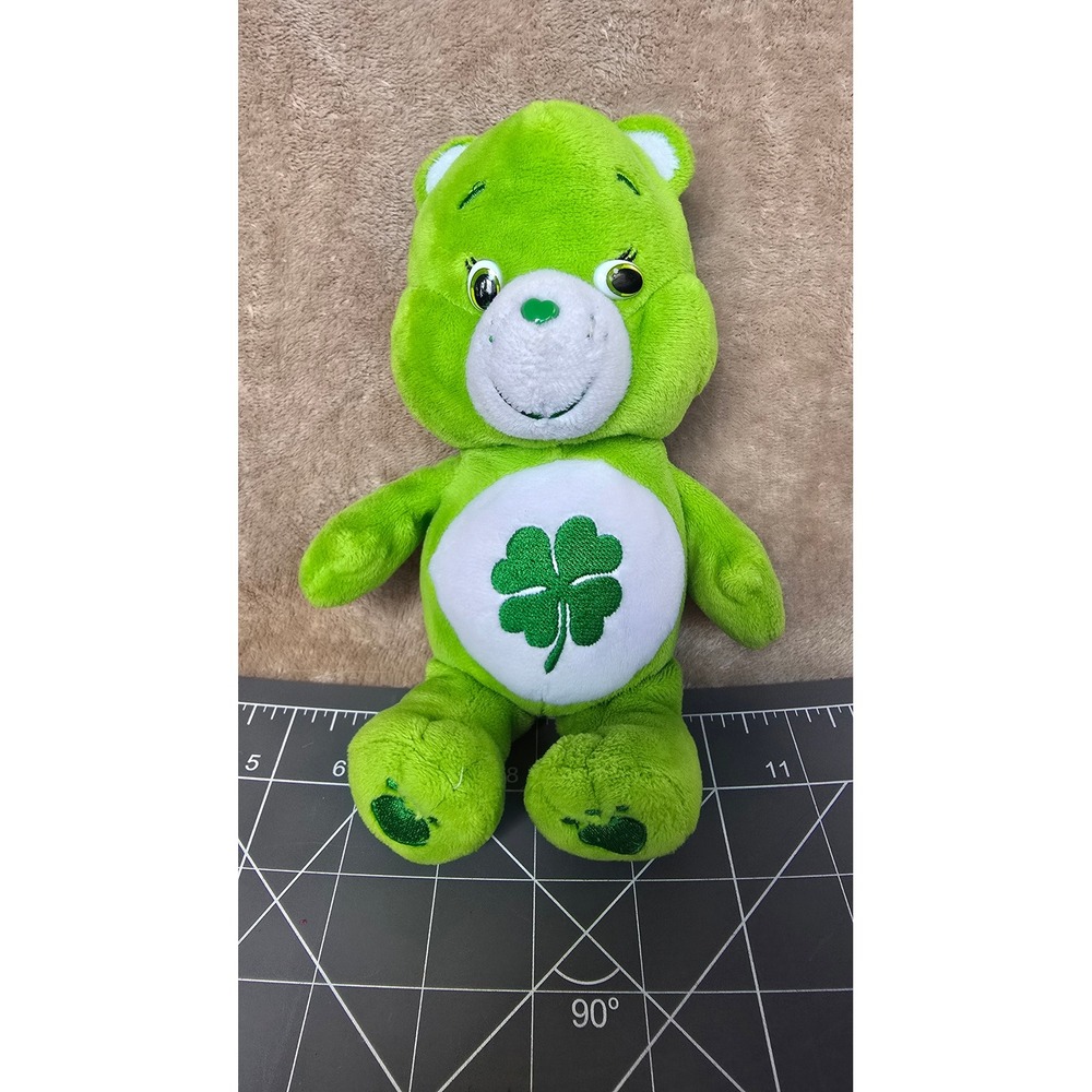 Care Bears Good Luck Bear Plush Green Four Leaf Clover 2015 Stuffed Animal 8"